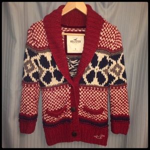 Red Knit Button Down Sweater